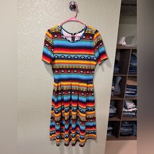 LuLaRoe Multicolor Striped Midi Dress